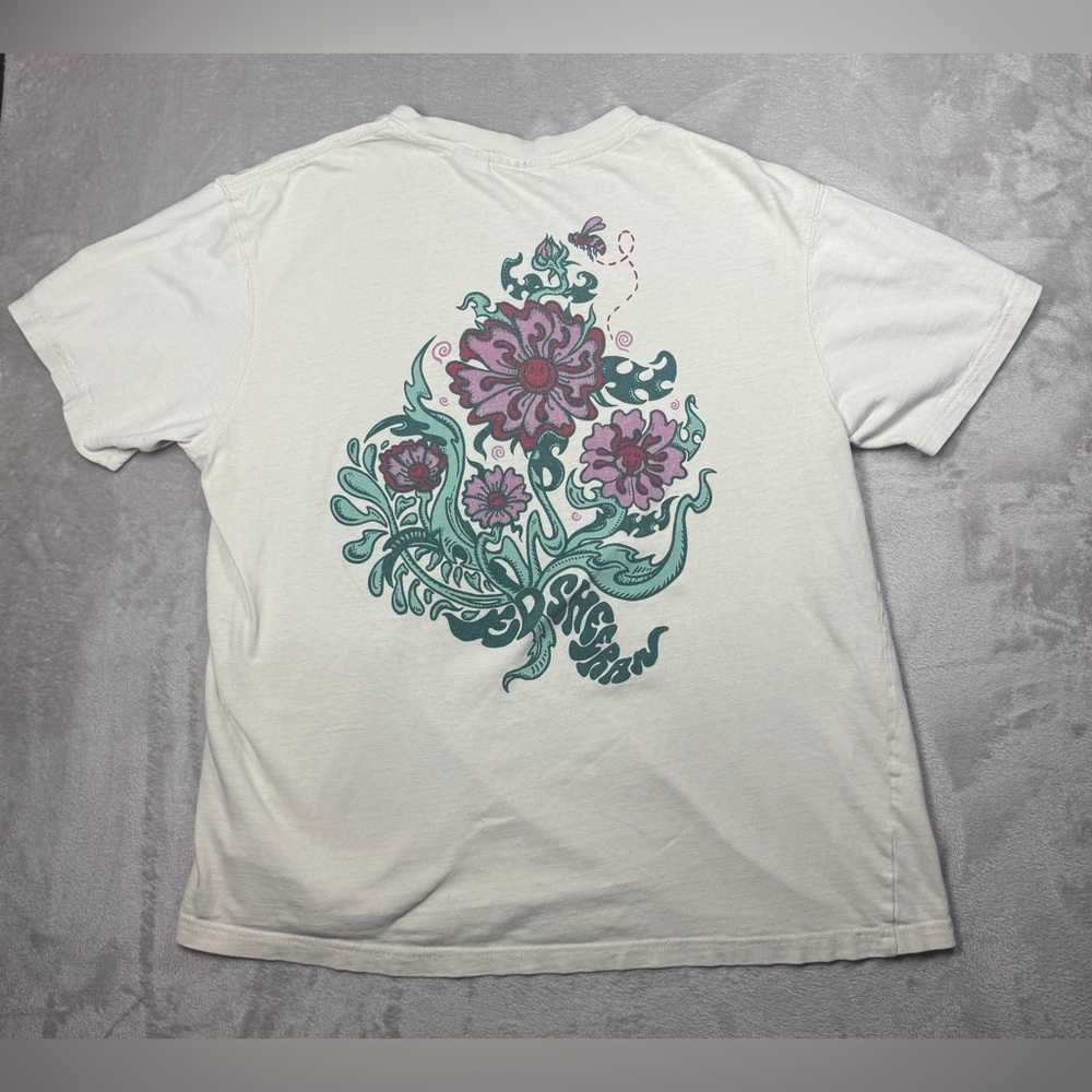 Ed Sheeran Bloom in the Wild Natural Cream Floral Worn In Band Tee T-Shirt M